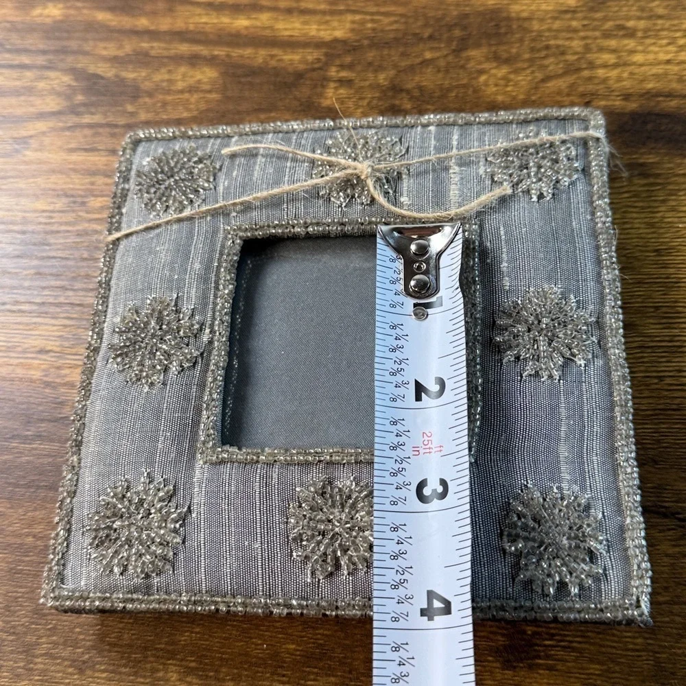 Elegant Gray Rustic Photo Frame with Floral Accents